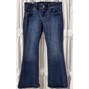 American Eagle Women's Flare Dark Stretch Wash Blue Jeans Size 12S Fast Ship!